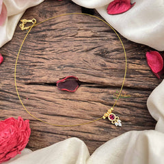 Vriksham Minimalist Round Shape Pendant Invisible Chain-Red-G20601