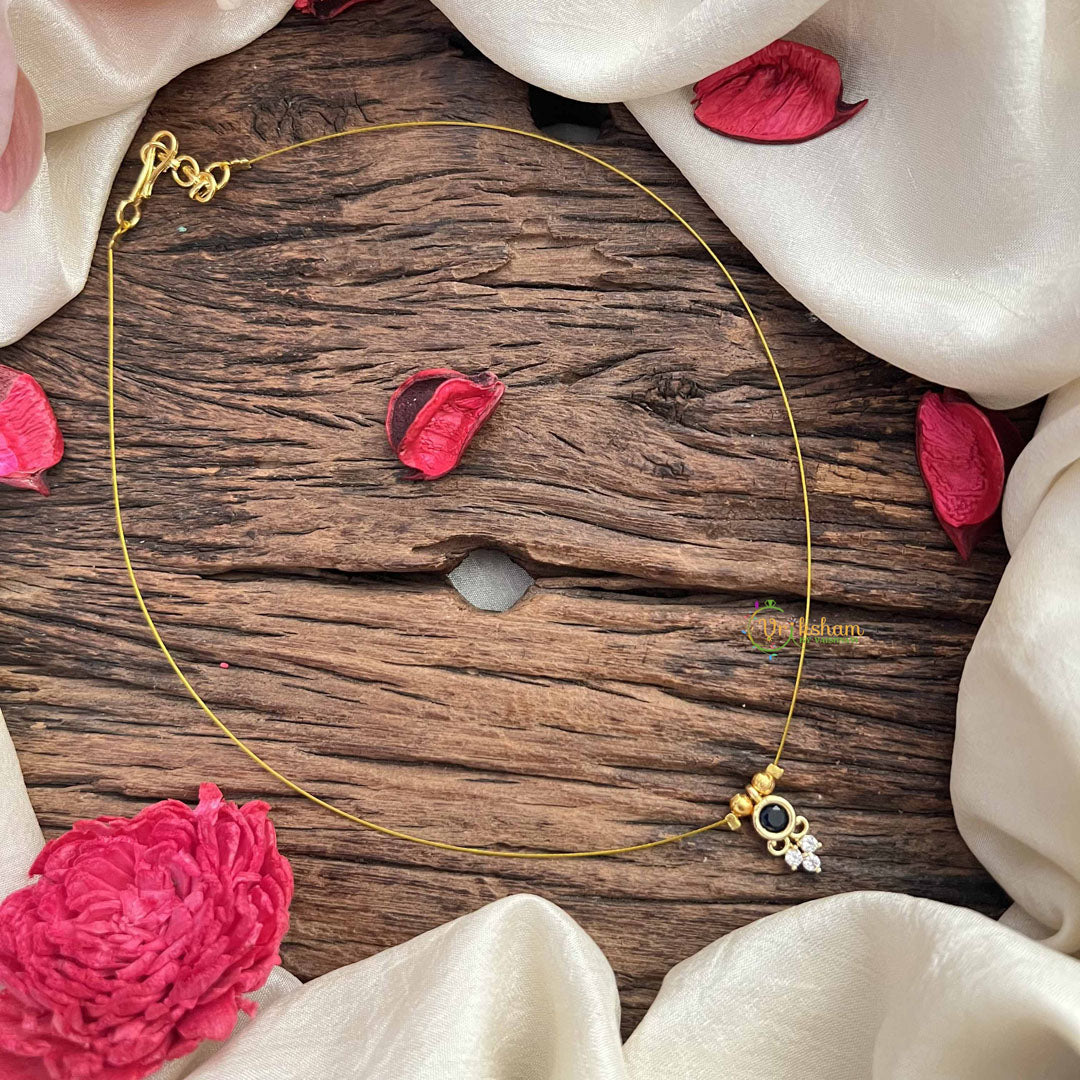 Vriksham Minimalist Round Shape Pendant Invisible Chain-Blue-G20599