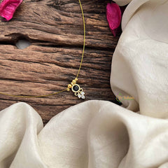 Vriksham Minimalist Round Shape Pendant Invisible Chain-Blue-G20599