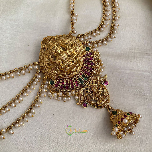Antique Lakshmi Jada Bun Billai with Maatil - Pearl Maatil - Jhumka - G11472