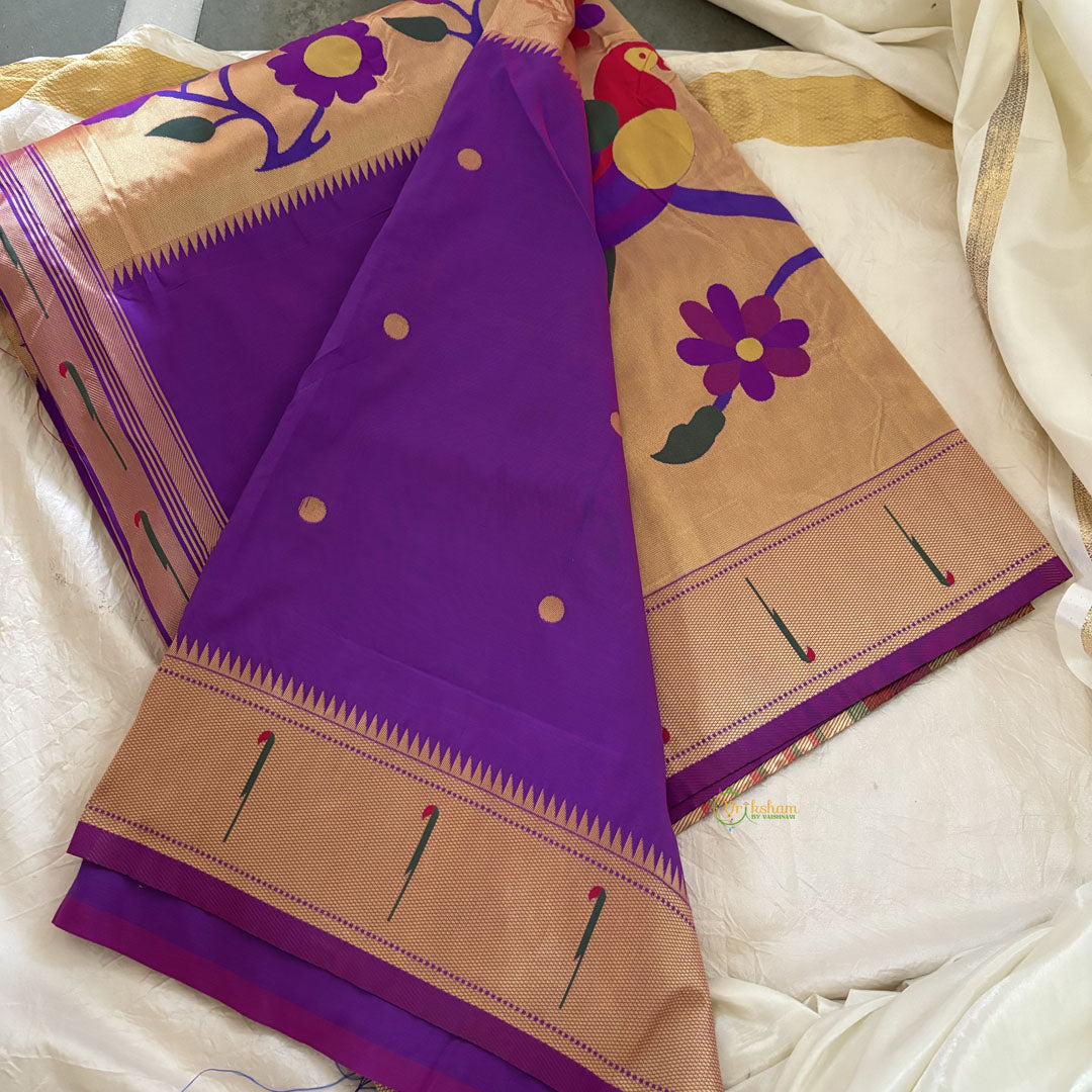 Violet Shilpa Shetty Saree - Paithani Semi Silk Saree -VS3626