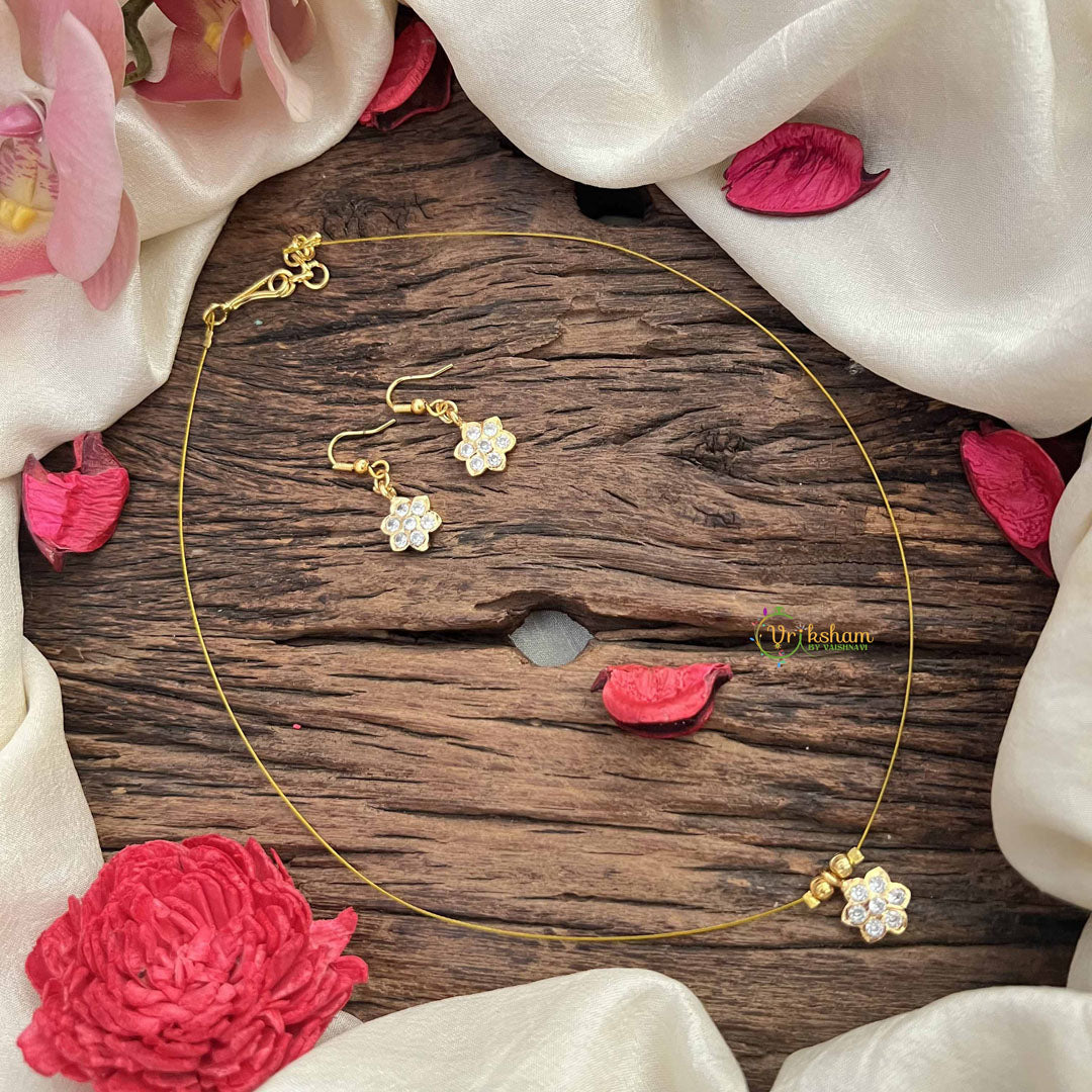 Vriksham Sun Floral Pendant Invisible Chain-White-G20625