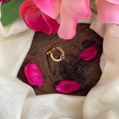 Designer AD Stone Nath / Nose pin-Red White Green-G13795