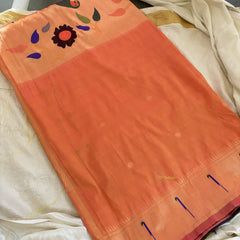 Orange Shilpa Shetty Saree - Paithani Semi Silk Saree -VS3630
