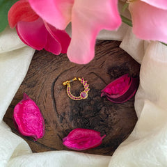 Designer AD Stone Nath / Nose pin-Red-G13792