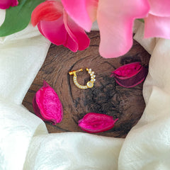 Elegant White Green AD Stone Nath / Nose pin-Leaf-G13808