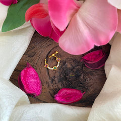 Gold Look Alike Red Green White AD Stone Nath / Nose pin-G13756