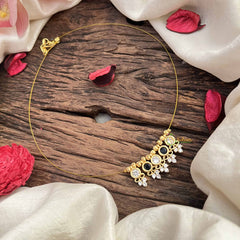 Vriksham Antique 5 Round Pendant Invisible Chain-White Blue-G20618