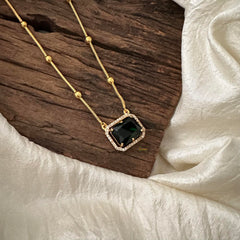 Simple Green AD Stone Pendant Chain -Square-G12587