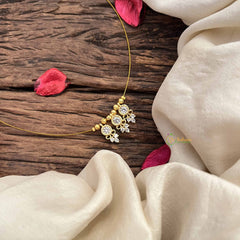 Vriksham Traditional 3 Round & Leaf Pendant Invisible Chain-White-G20610