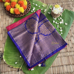 Pink with Blue Vairaoosi Silk Cotton Saree -VS407