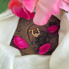 Stylish Floral AD Stone Nath / Nose pin-Red Green-G13835