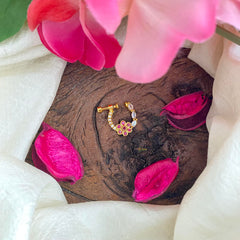 Stylish Floral AD Stone Nath / Nose pin-White-G13832