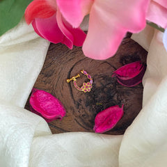 Stylish Floral AD Stone Nath / Nose pin-Red-G13834