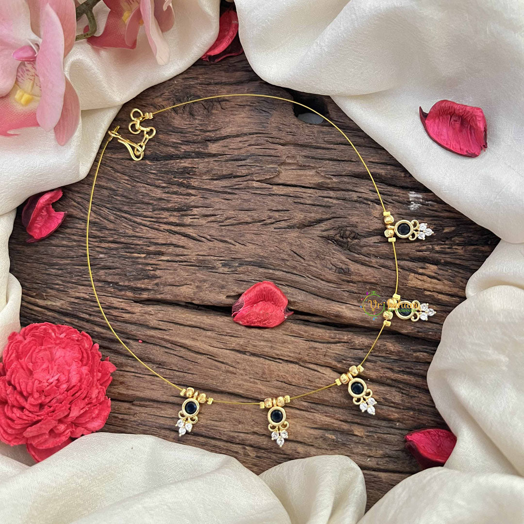 Vriksham Premium 5 Round & Leaf Pendant Invisible Chain-Blue-G20614