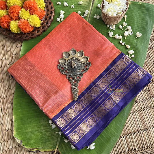 Colar Color Korvai Silk Cotton Saree-Vairaoosi Podi Kattam-Handloom-VS3399