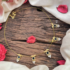 Vriksham Premium 5 Round & Leaf Pendant Invisible Chain-Blue-G20614