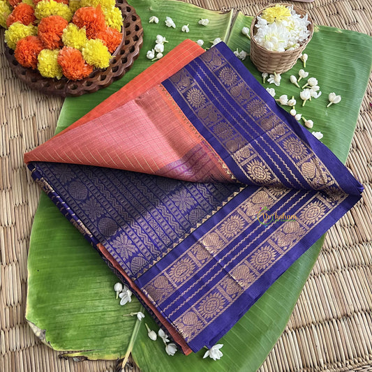 Colar Color Korvai Silk Cotton Saree-Vairaoosi Podi Kattam-Handloom-VS3399