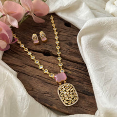 Designer Pastel Pink AD Stone Pendant Neckpiece -Geometric-G12595