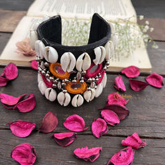 Vriksham Shell & Mirror Embellished Bohemian Bracelet-S1030