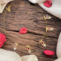 Vriksham Premium 5 Round & Leaf Pendant Invisible Chain-Red-G20612