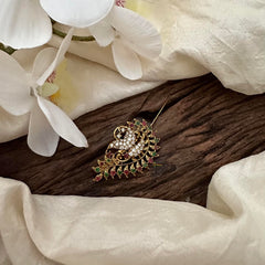 Golden Polish AD Stone Saree Pin-Brooch-G14274