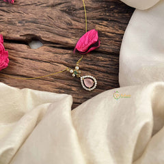 Vriksham Classic Pear Shape AD Stone Pendant Invisible Chain-Pitch-G20598