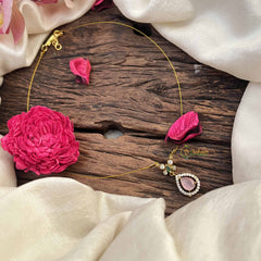 Vriksham Classic Pear Shape AD Stone Pendant Invisible Chain-Pitch-G20598