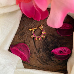 Red AD Stone Peacock Nath / Nose pin-G13803