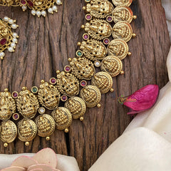 Vriksham Gold Look Alike Double Layer Lakshmi Coin Short Neckpiece-G16464