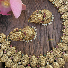 Vriksham Gold Look Alike Double Layer Lakshmi Coin Short Neckpiece-G16464