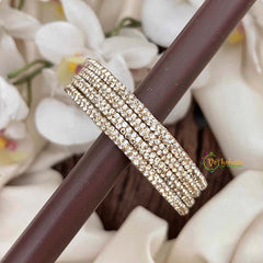 Vriksham Minimalist Gilded Shimmer Metal & Crystal Studded Accents Bangle Set -G21992