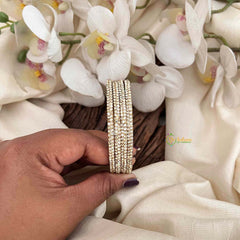 Vriksham Minimalist Gilded Shimmer Metal & Crystal Studded Accents Bangle Set -G21992