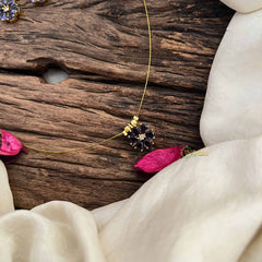 Vriksham Floral  Minakari Work Pendant Invisible Chain-Purple-G20584