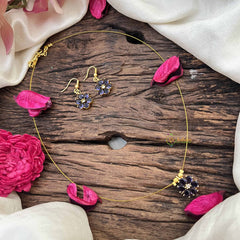 Vriksham Floral  Minakari Work Pendant Invisible Chain-Purple-G20584