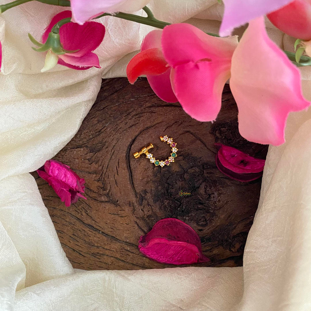 Red White Green AD Stone Nath / Nose pin-G13858