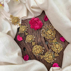 Vriksham Traditional Matte Gold Goddess Lakshmi Braid Accessory With Pearls Jada Billai-Gold Bead-G21381