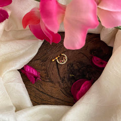 Gold Look Alike Red White AD Stone Nath / Nose pin-Round-G13753