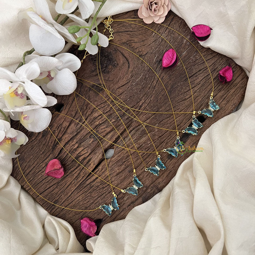 Vriksham Sky Blue Butterfly Pendant Invisible Chain-6 pieces Set-Return Gift-RG227