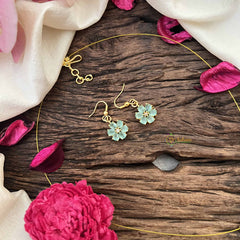 Vriksham Floral  Minakari Work Pendant Invisible Chain-Sky Color-G20587