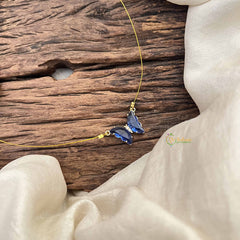 Vriksham Elegant Butterfly Pendant Invisible Chain-Blue-G20591