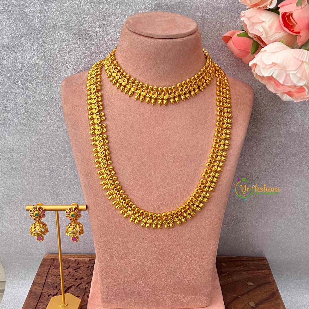 Vriksham Classic Gold Look Alike Peacock Bridal Set-Red Green-G22018