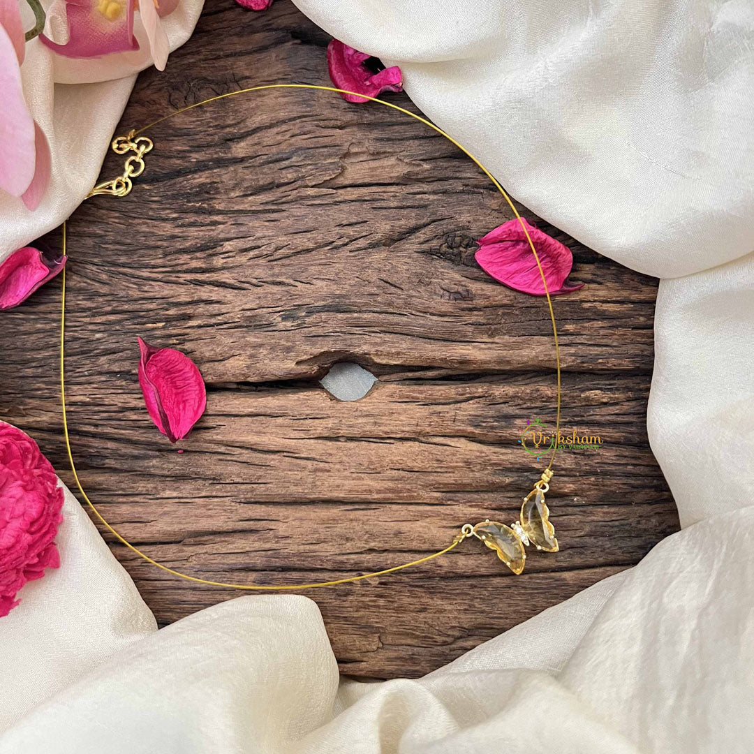 Vriksham Elegant Butterfly Pendant Invisible Chain-Yellow-G20592