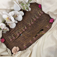 Vriksham Floral Red Stone Invisible Pendant Chain-6 pieces Set-Return Gif-RG232