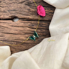 Vriksham Elegant Butterfly Pendant Invisible Chain-Green-G20590