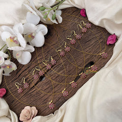 Vriksham Floral Red Stone Invisible Pendant Chain-6 pieces Set-Return Gif-RG232