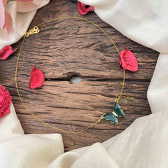 Vriksham Elegant Butterfly Pendant Invisible Chain-Green-G20590