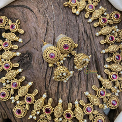 Vriksham Exclusive Coin Short Neckpiece-Red-G15952