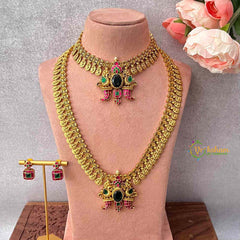 Vriksham Traditional Lakshmi Coin & Peacock Temple  Kundan Jadau Bridal Set-J4222