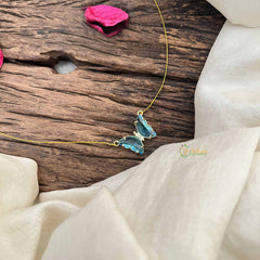 Vriksham Elegant Butterfly Pendant Invisible Chain-Sky Color-G20588